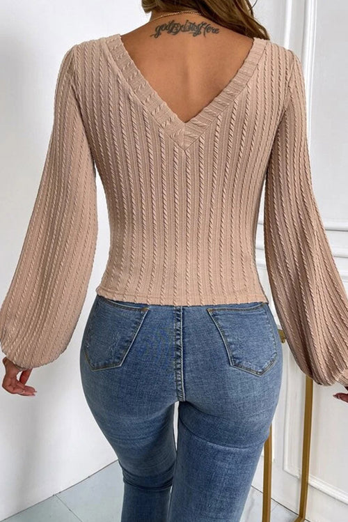 María - Jersey de punto, con cuello en V y mangas acampanadas