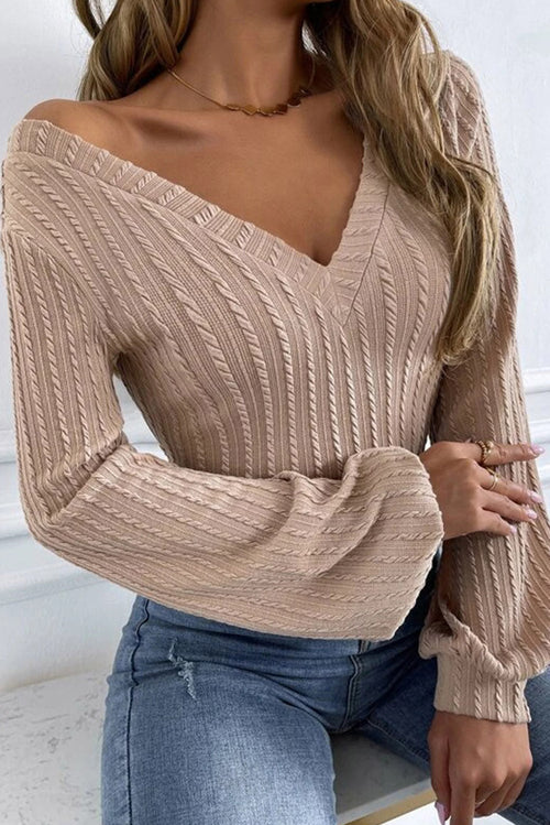 María - Jersey de punto, con cuello en V y mangas acampanadas